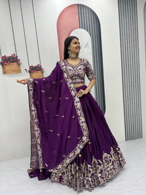 Tapi 311 chinon Purple Lehenga choli manufacturers in Pune